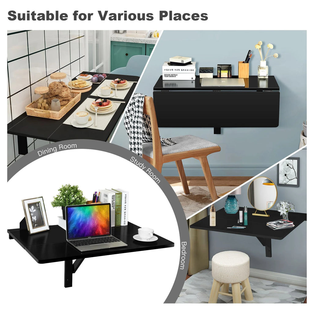 80 X 60 Cm Wall Mounted Folding Table Drop-Leaf Floating Writing Desk