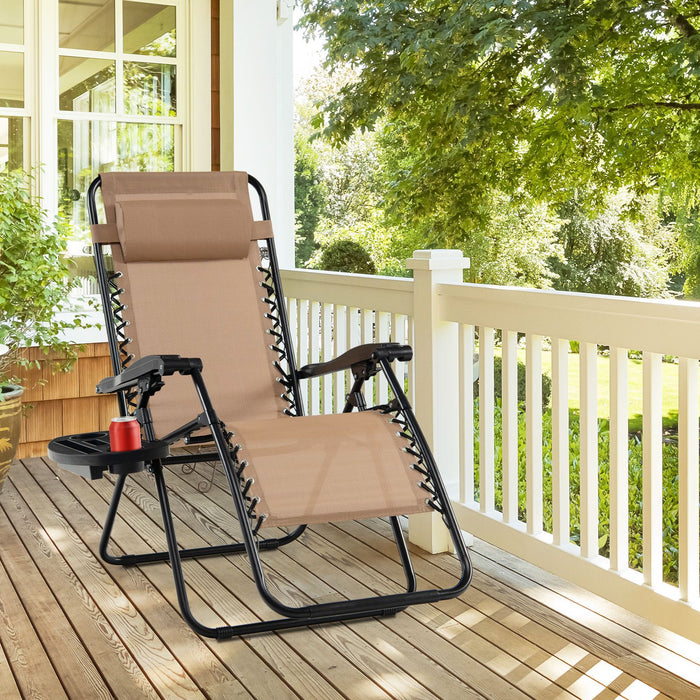Folding Zero-Gravity Recliner – Outdoor Patio Lounge Chair with Removable Headrest & Tray