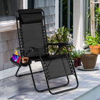 Folding Zero-Gravity Recliner – Outdoor Patio Lounge Chair with Removable Headrest & Tray