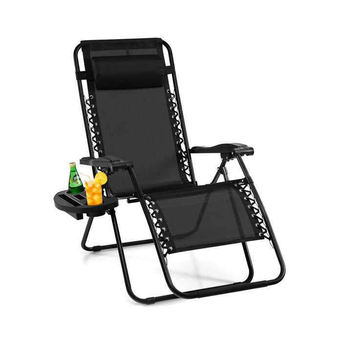 Folding Zero-Gravity Recliner – Outdoor Patio Lounge Chair with Removable Headrest & Tray