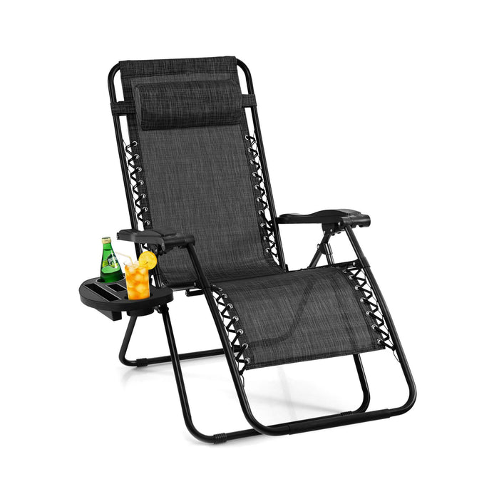Folding Zero-Gravity Recliner – Outdoor Patio Lounge Chair with Removable Headrest & Tray