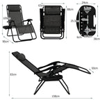 Folding Zero-Gravity Recliner – Outdoor Patio Lounge Chair with Removable Headrest & Tray