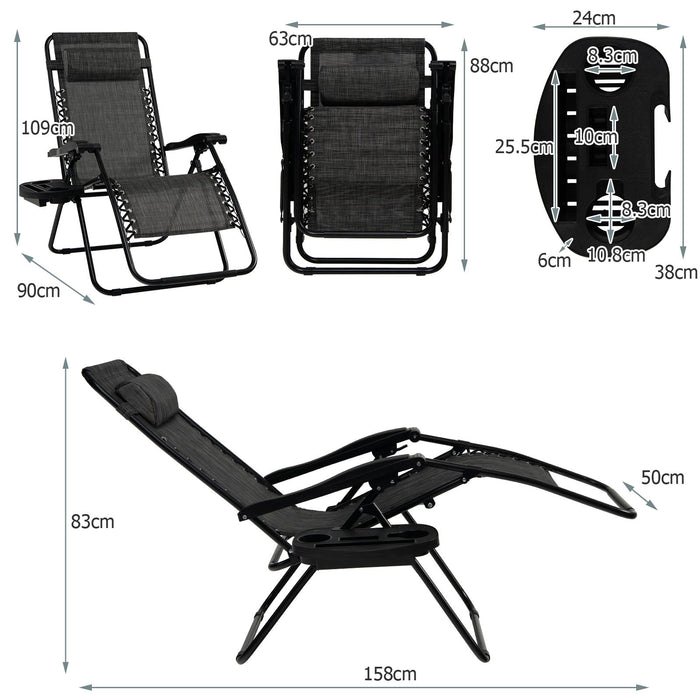 Folding Zero-Gravity Recliner – Outdoor Patio Lounge Chair with Removable Headrest & Tray