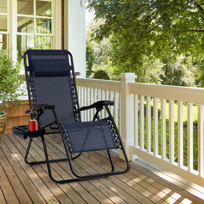Folding Zero-Gravity Recliner – Outdoor Patio Lounge Chair with Removable Headrest & Tray