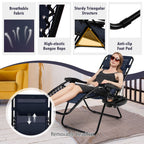 Folding Zero-Gravity Recliner – Outdoor Patio Lounge Chair with Removable Headrest & Tray