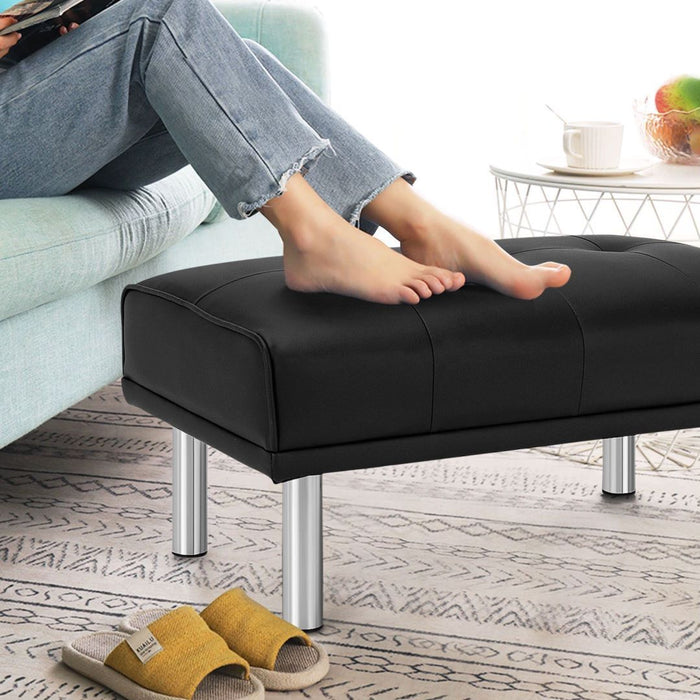 Leather Tufted Upholstered Ottoman Bench for Living Room Entryway