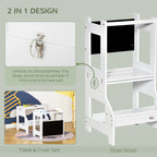 SEDOL 2-in-1 Montessori Convertible Learning Tower & Weaning Table with Integrated Chalkboard – Space-Saving Kitchen Helper Stool with Safety Guardrails