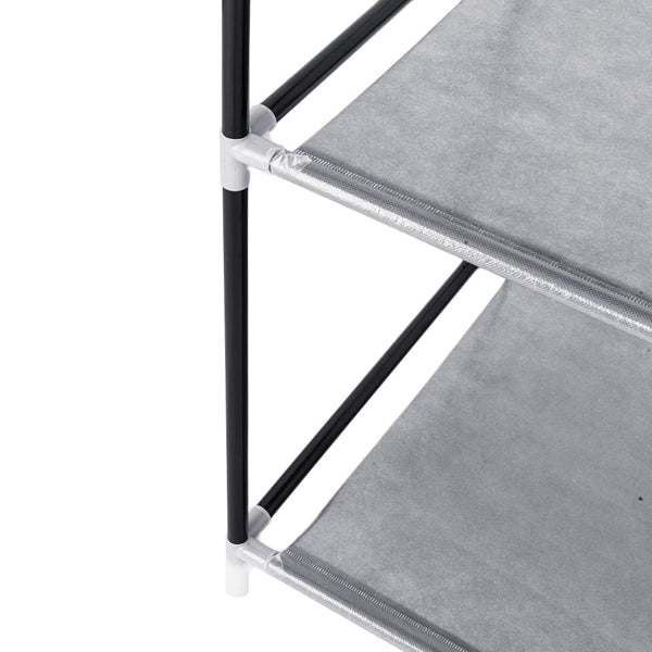 64" Portable Wardrobe – Foldable Clothes Storage Closet with Shelves & Hanging Rail (Grey)
