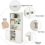 Wooden Tall Bookcase with 3-Tier Storage Cabinet