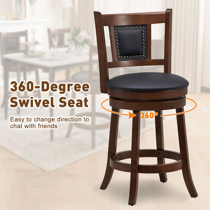65/74 Cm Swivel Bar Stool Set of 2 with Curved Backrest