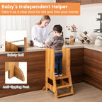SEDOL 3-in-1 Montessori Learning Tower with Double-Sided Chalkboard & Whiteboard – Height-Adjustable Kitchen Helper Stool with Safety Rails and Anti-Tip Base