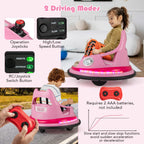 SEDOL 12V High-Performance Kids Bumper Car with 5-Point Safety Harness 360° Zero-Turn Dual Joysticks and 5-Mode LED Light Show – 12V Powered for Ages 3+