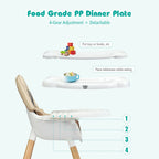 SEDOL 4-in-1 Mid-Century Modern Baby High Chair & Integrated Play Table Set with Solid Beech Legs 5-Point Safety Harness and Adjustable 4-Position Tray