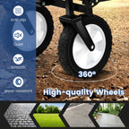 Heavy Duty Camping Garden Cart with Adjustable Handle and Drink Holders