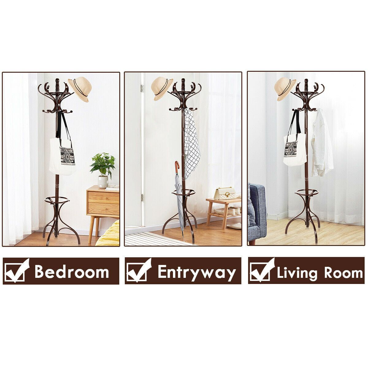 Wooden Coat and Hat Stand