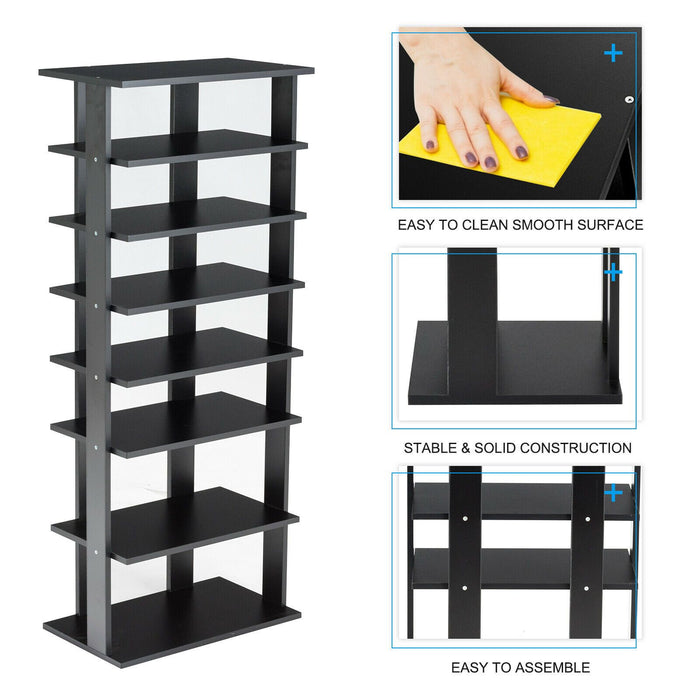 Extra Wide Wooden Vertical Shoe Rack with 7 Shelves