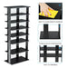 Extra Wide Wooden Vertical Shoe Rack with 7 Shelves