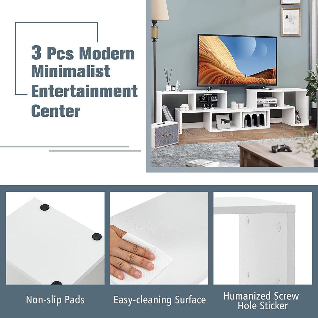 3 Pieces Convertible TV Stand for Tvs up to 65 Inches