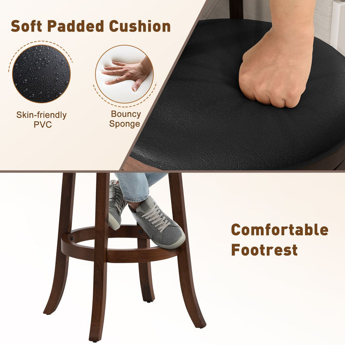 65/74 Cm Swivel Bar Stool Set of 2 with Curved Backrest