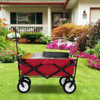 Heavy Duty Camping Garden Cart with Adjustable Handle and Drink Holders