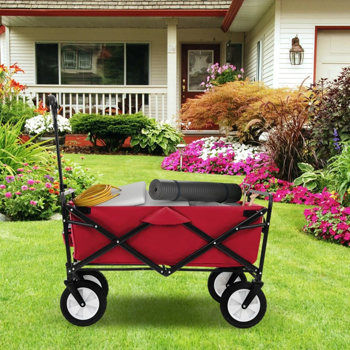 Heavy Duty Camping Garden Cart with Adjustable Handle and Drink Holders