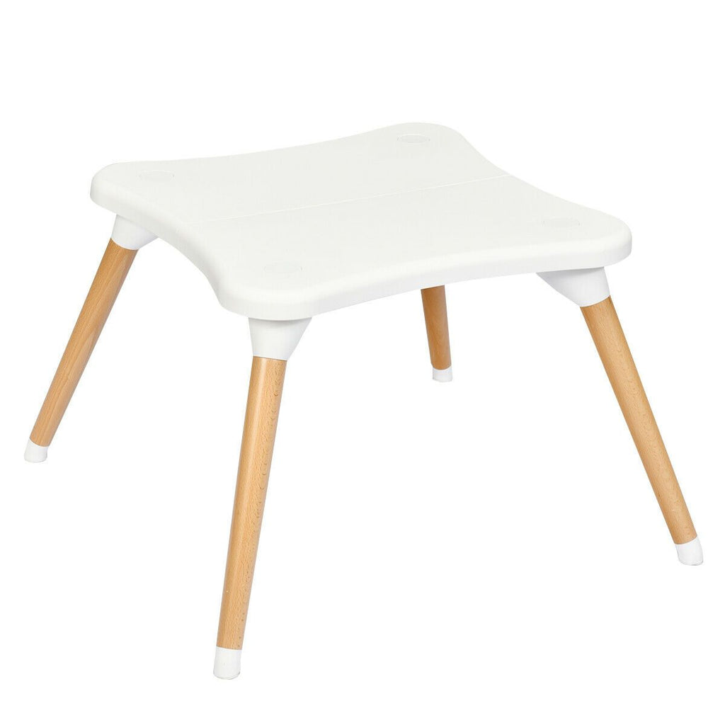 SEDOL 4-in-1 Mid-Century Modern Baby High Chair & Integrated Play Table Set with Solid Beech Legs 5-Point Safety Harness and Adjustable 4-Position Tray