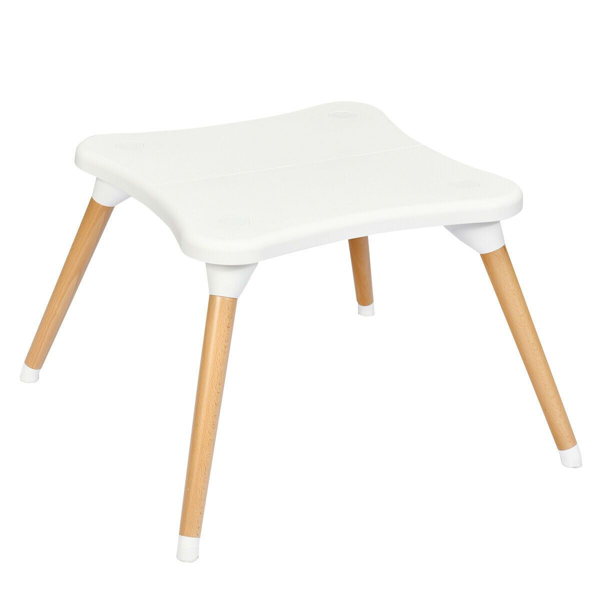 SEDOL 4-in-1 Mid-Century Modern Baby High Chair & Integrated Play Table Set with Solid Beech Legs 5-Point Safety Harness and Adjustable 4-Position Tray