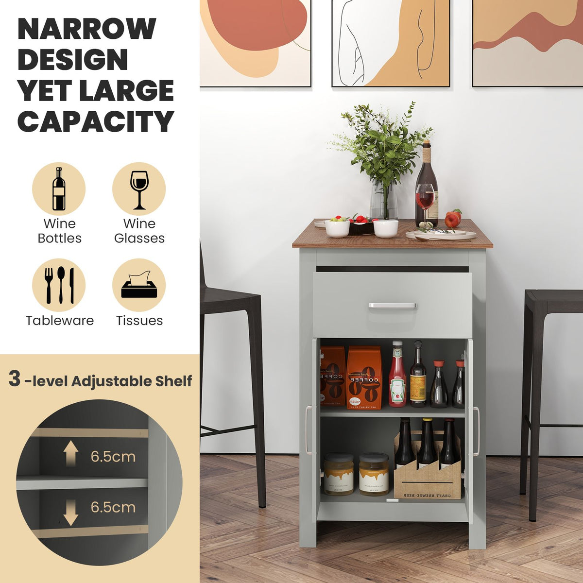 Counter Height Table with Storage Rectangular Pub Dining Table