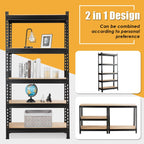 5-Tier Adjustable Storage Rack – Heavy-Duty Metal & MDF Shelving Unit