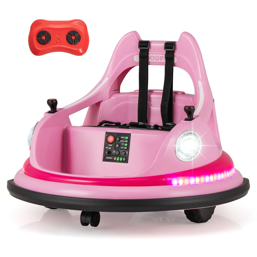 SEDOL 12V High-Performance Kids Bumper Car with 5-Point Safety Harness 360° Zero-Turn Dual Joysticks and 5-Mode LED Light Show – 12V Powered for Ages 3+
