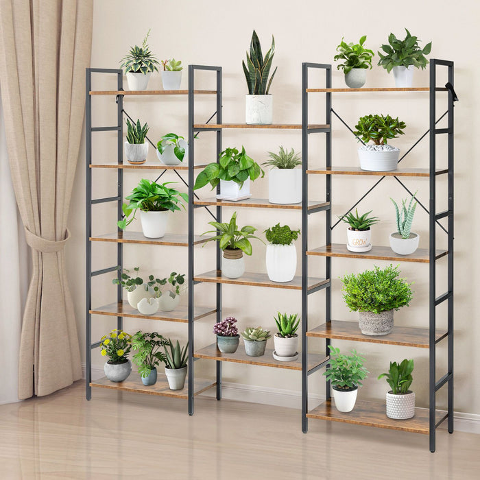 5-Tier Industrial Bookshelf with 14 Open Shelves for Home Office