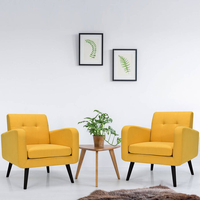 Mid-Century Modern Upholstered Accent Chair with Rubber Wood Legs