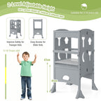 SEDOL Folding Montessori Learning Tower for Toddlers Space-Saving Height Adjustable Kitchen Helper Stool with Safety Latches and Full-Surround Guardrails