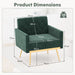 Modern Velvet Accent Chair with Button Tufted Back and Golden Metal Legs