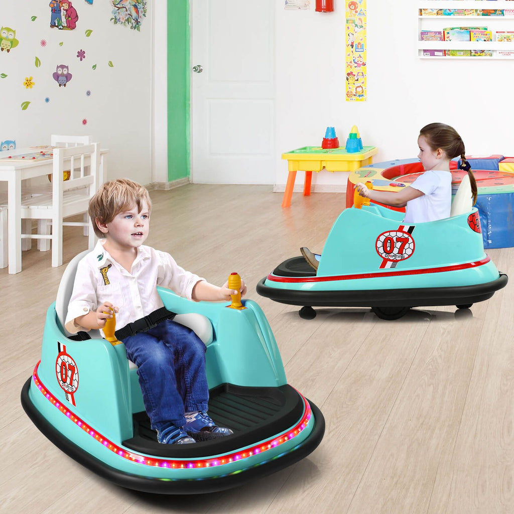 SEDOL Kids 6V Electric Bumper Car for Toddlers 360° Zero-Turn Waltz Car with Parental Remote Control Wall-Safe Rubber Bumper and Flashing LED Light Show