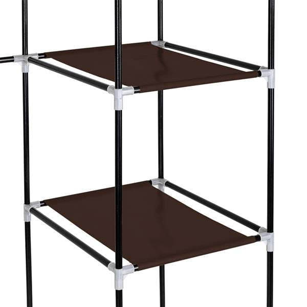 67" Portable Clothes Wardrobe – Fabric Closet with Hanging Rod (Dark Brown)