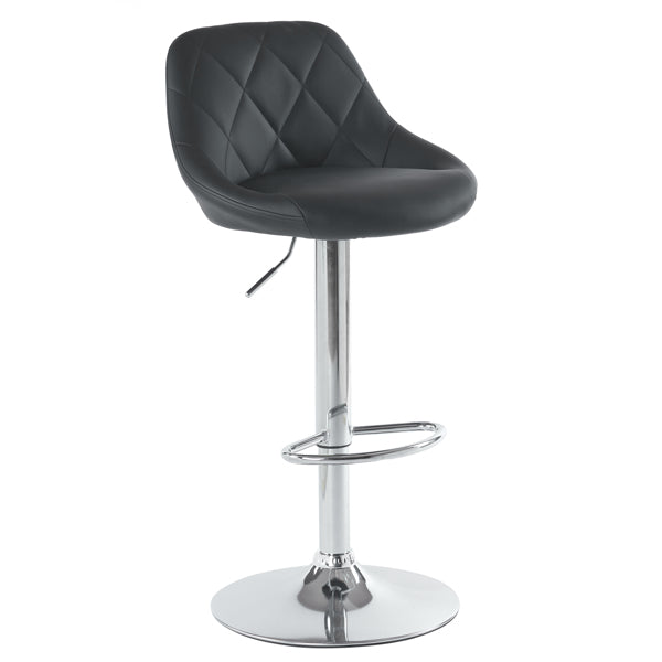 Adjustable PU Leather Counter & Bar Stool Set of 2 – Swivel 360°, Gas‑lift Height, Backrest, Footrest – Black