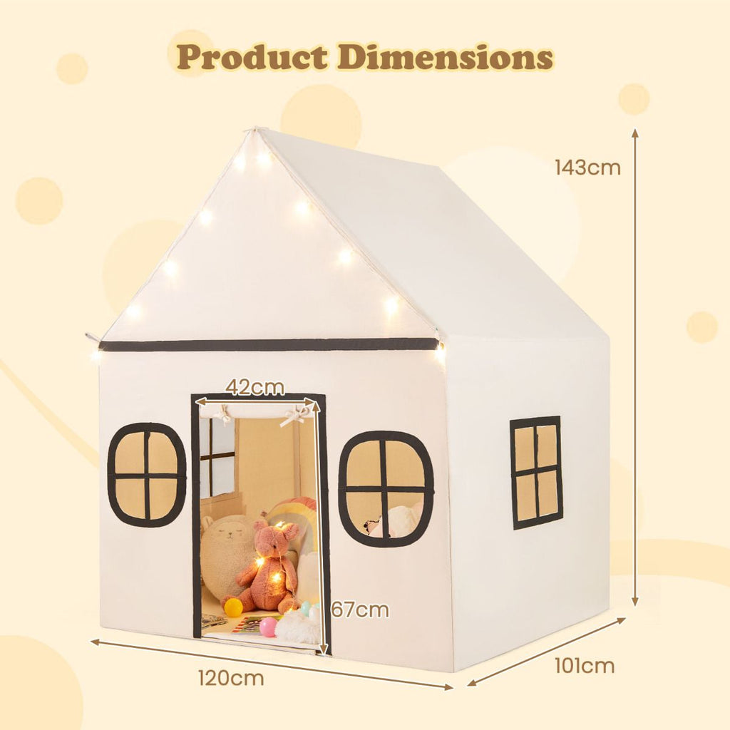 SEDOL Large Indoor Kids Playhouse with Plush Coral Velvet Mat and LED Star Lights Breathable Cotton-Blend Play Tent with Storage Pockets for Reading and Napping