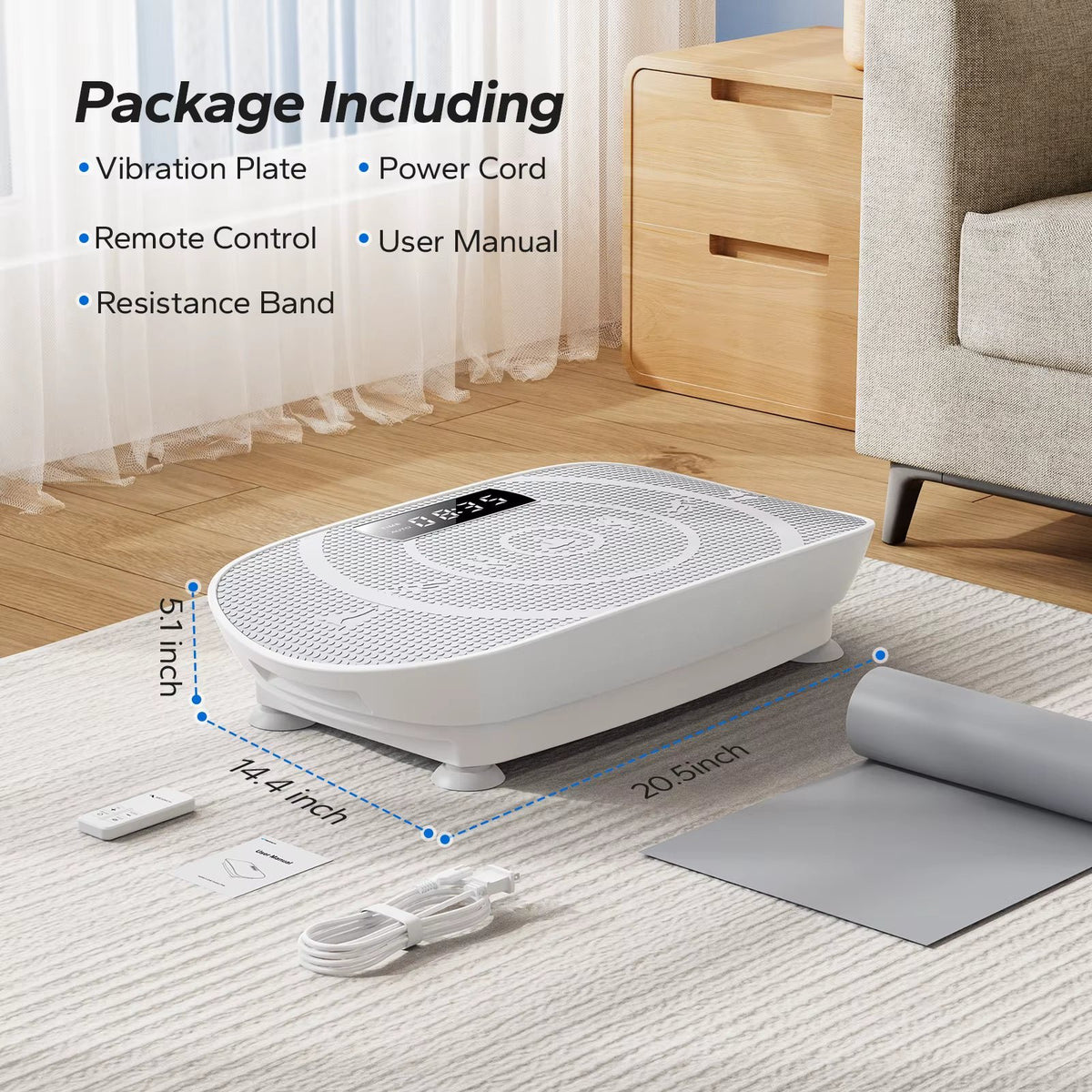 Vibration Plate Exercise Machine – Whole Body Workout Fitness Platform with Remote, Resistance Bands & Bluetooth