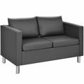 2-Seater PU Leather Accent Tub Sofa Loveseat with Pillows