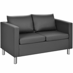 2-Seater PU Leather Accent Tub Sofa Loveseat with Pillows