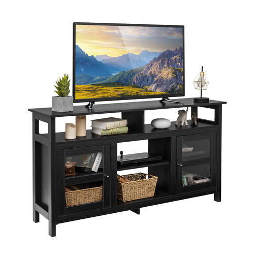 Living Room Console Table for Tvs with Wooden Fireplace and 2 Cabinets