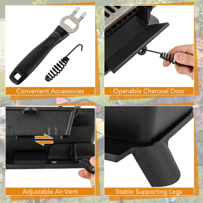 Portable Charcoal Grill Stove with Rotatable Grill & Foldable Body