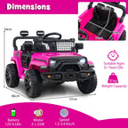 SEDOL 12V Electric Ride-On Truck for Kids with Parental Remote Control Dual 25W Motors All-Terrain Shock Absorbers LED Headlights and Soft-Start Safety System