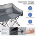 Double Folding Camping Chair with Padded Seat and Storage Pockets