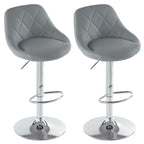 Adjustable PU Leather Counter & Bar Stool Set of 2 – Swivel 360°, Gas‑lift Height, Backrest, Foot‑rest – Grey