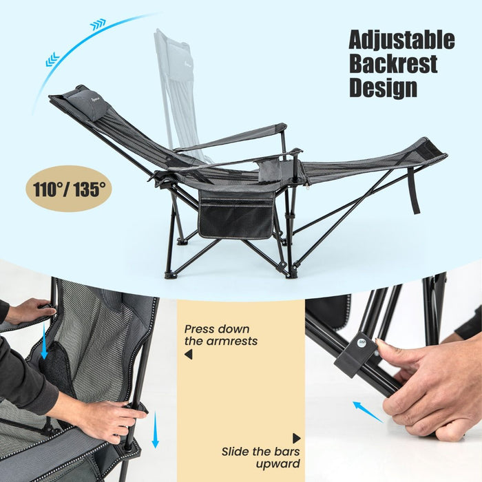 Camping Lounge Chair with Detachable Footrest