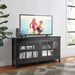 Modern Wooden TV Stand with Tempered Glass Doors for Tvs up to 50''