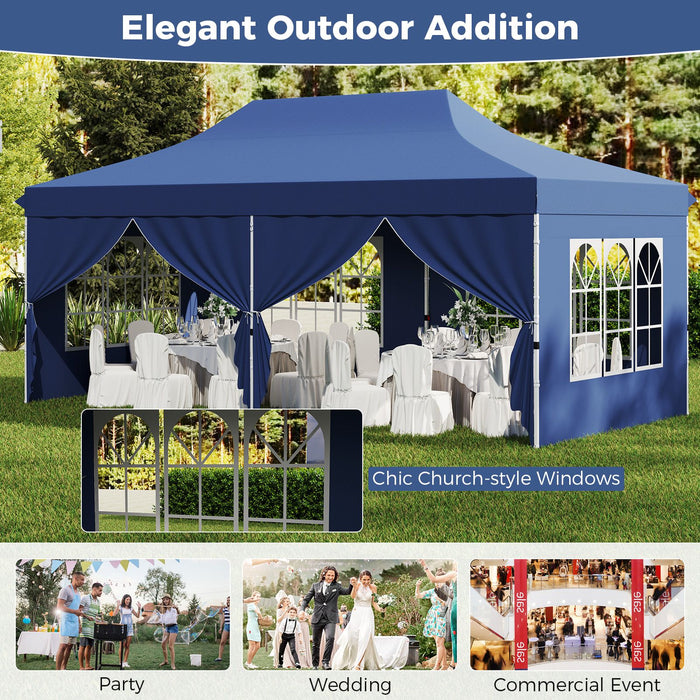 Pop-Up Canopy Gazebo Tent with 6 Removable Sidewalls & Carry Bag