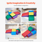 SEDOL 5-Piece Foam Climbing Blocks Soft Play Activity Set Indoor Montessori Crawl and Slide Playset with Anti-Slip Velcro and PU Leather for Toddlers and Babies